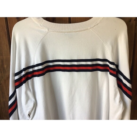 Tommy Hilfiger White Long Sleeve Sweater Men XXL Crew Neck Striped Nautical - Picture 4 of 10